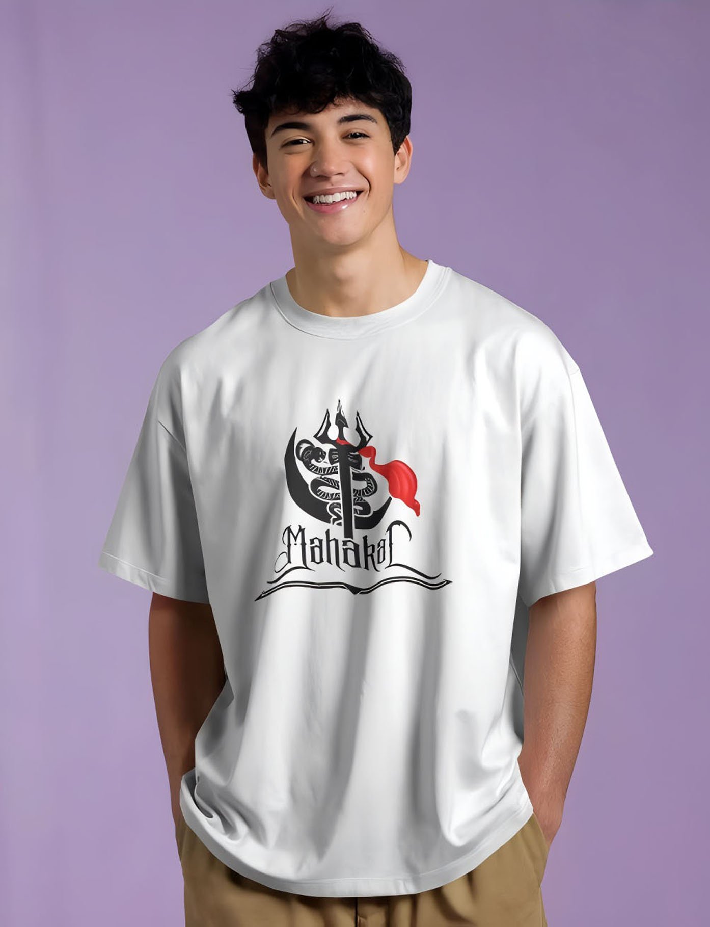 Mahakal Printed White Tshirt For Men - Image 2